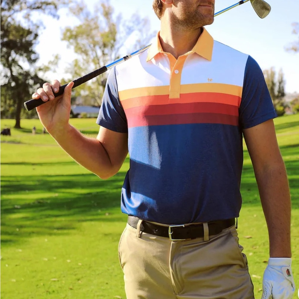 Tipsy Elves Men’s Slice Of Sunset Golf Polo Shirt Size 3XL